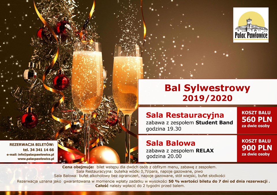 Bal Sylwestrowy 2019/2020 w Pałacu Pawłowice